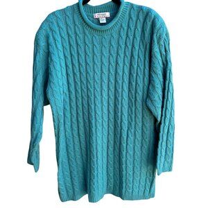 Forelli Moda Internazionale Vintage Womens Aqua Cable Knit Oversized Sweater 3X